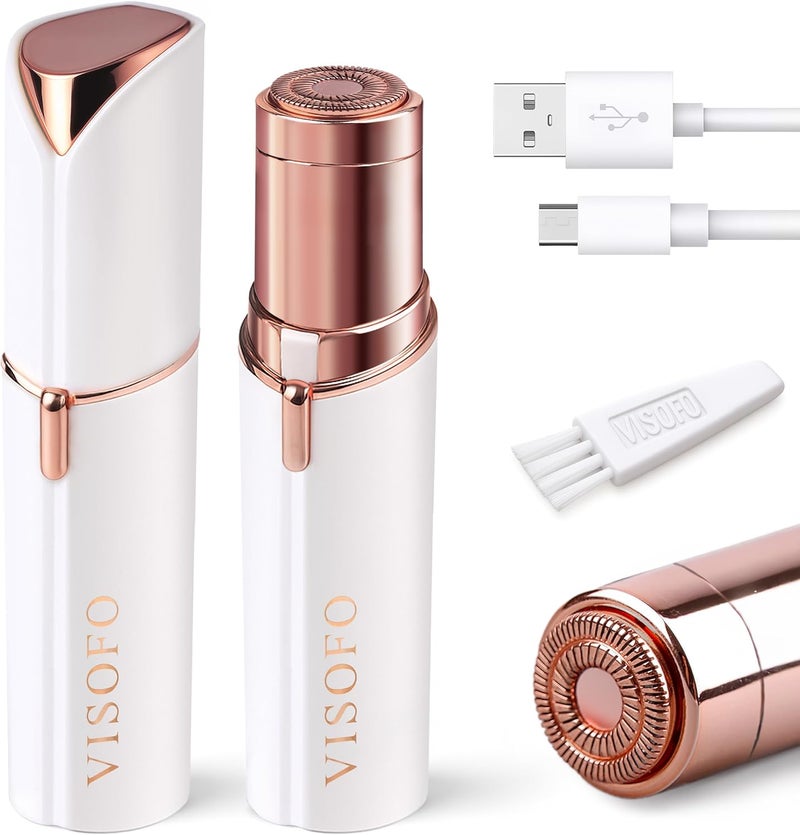 VISOFO Facial Hair Removal for Women | Upper Lip Mustache Remover Device Face Shaver Woman Chin Peach Fuzz Electric Trimmer Dermaplane Female Razor Ladies Tweezers Lady Epilator Girls by (White) - Image 1